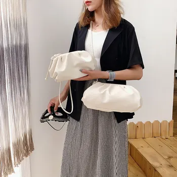 Nové Cloud taška Ženy Deň listových kabeliek, Skladaný Knedľa Ramenný program Messenger Tašky Luxusné Dizajnér Malé Roztomilé Lady Crossbody Kabeliek