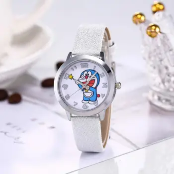 Luxusné Deti Sledujte Cartoon Doraemon Módne Quartz Hodinky Chlapci Dievčatá Náramkové Hodinky Ženy Kožené Hodinky Roztomilý Hodiny Relogio Feminino