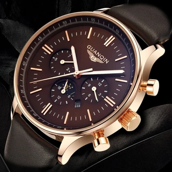 2020 Guanqin GQ12003 Módne pánske hodinky top značky luxusné hodinky quartz hodiny pánske nepremokavé športové hodinky relegio marmano