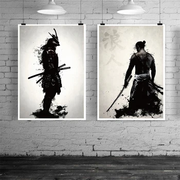 Japonský Samuraj Maľovanie Moderné Nástenné Plátno Obrazy Plagáty a Tlačí na Steny Umenie Obrázok pre Obývacia Izba Domáce Dekorácie