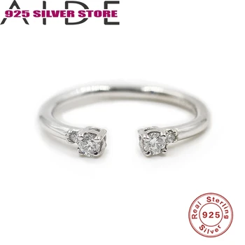 Aide 925 Silver Mini Móda Diamond Otvoriť Prstene pre Ženy Otvorenie ukazovák Accessries Šperky