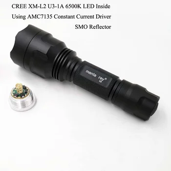 LED baterka XM-L2 U3 taktické pochodeň C8 nabíjateľná 1mode 12xAMC7135 4.2 lampy, nepremokavé ultra svetlé svietidla camping bicykli