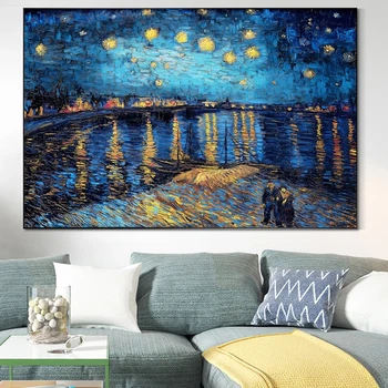 Slávny umenie plagátu Van Gogha, hviezdna noc nástenné maľby na steny v obývacej izbe obrázok domáce dekorácie