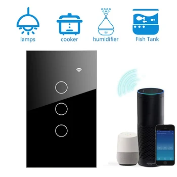 Inteligentné Dotyk Prepínače WiFi, Smart APP Bezdrôtového Diaľkového Spínača, Hlasové Ovládanie Alexa Echo/Domovská stránka Google Crystal Tvrdené Sklo Panel