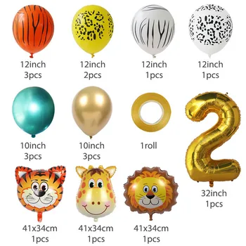 18pcs zvierat balón auta chlapcov, narodeniny, party dekorácie wild jedna strana 32inch počet balónikov jungle baloons dieťa sprchovací kút deco