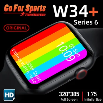 Smart hodinky W34+ pro smartwatch 2020 Série 6 Hovor Fitness náramok Muži Ženy Hodinky reloj pk IWO 13 amazfit gts neo W26 W46