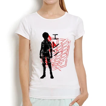 Útok na Titan anime Mikasa Ackermana a Eren Jaeger t shirt ženy, nový bežné krátke rukáv tričko femme roztomilý streetwear t-shirt