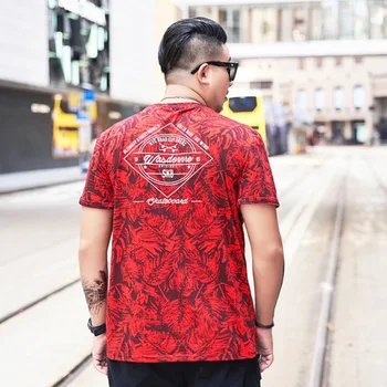 Letné príliv muž plus veľkosť pánske trendové módne červené T-shirt 6XLcasual tlač-krátke rukávy T-shirt 7XL