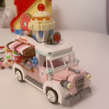 LOZ 1738 Zábavný Park Candy Truck Tortu Sladkú Šišku Ice Cream Auto 3D Model Mini Kvádre, Tehly, Budova Hračka pre Deti, žiadne Okno