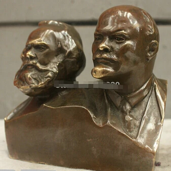 Meď Remesiel dekorácie, Jemné Mosadzné Čínska Ľudová Kultúra Ručné Bronzová busta Lenina Stalin Socha Marxa a Lenina Socha