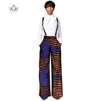 BRW Kvalitné Nohavice Afriky Rovno Celej Dĺžke Nohavice Jeden Kus Romper s potlačou Dashiki Oblečenie pre Ženy WY2478