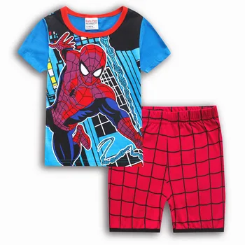 Chlapci Stanovuje Nové Bavlna Spider-Man oblečenie pre voľný čas Detí Nosenie v Lete Karikatúra-Krátke rukávy T-shirt + Šortky detské Pyžamo