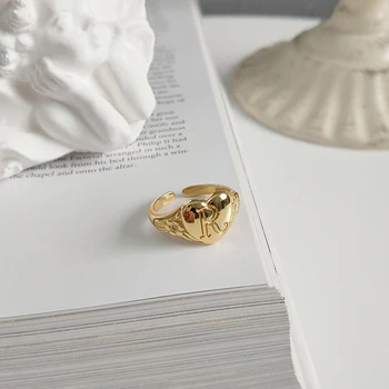 Peri'sBox Minimalistický Srdce Písmenom R Stohovanie Prstene pre Ženy 925 Sterling Podiel Nastaviteľné Krúžky Elegantné Vrstvený Krúžok Boho Šperky