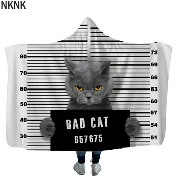 Kapucňou Deka Bad Pes Mačka s Kapucňou Deka Domov Nositeľné 3D Tlač Prenosné Deka Pre dieťa Dospelých Mäkké Teplé