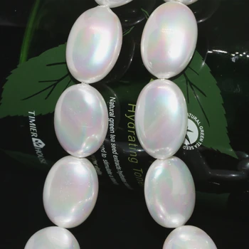 Nový príchod 7*18 mm prírodné bielou shell perlou ploché oválne diy korálky vajcia vysokej kvality veľkoobchodné ceny voľné šperky 15inch B2266