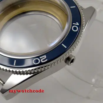 41mm Modrá Keramický Rámik Sledovať Prípade, Vytočte číslo + Strane Fit ETA 2824 2836 Automatický Pohyb Náramkové hodinky Príslušenstvo