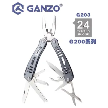 Ganzo G200 série G203 Multi kliešte 24 Nástroje v Jednej Ruke Nástroj Nastaviť Skrutkovač Auta Prenosný Skladací Nôž z Nehrdzavejúcej Ocele, kliešte