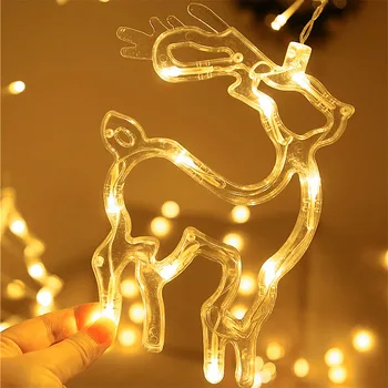 Elk Bell String Svetlo Vianočné Dekorácie Pre Domov LED Záves Garland Ozdoby na Vianočné stromčeky Navidad Vianočné Darčeky na Nový Rok