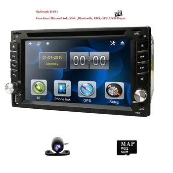 NOVÉ!2din 6.2 palcový Dotykový displej Univerzálny auta GPS navigácie podporu s Bluetooth,RDS,Zrkadlo odkaz,zadarmo mapa kartu ,zadná kamera
