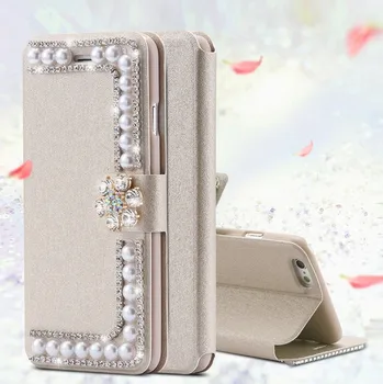 Luxusné Bling Drahokamu Pearl Peňaženky, Kožené Kryt puzdro Pre iphone 11 Pro MAX X XR XS MAX 5S SE 6 6S 6S PLUS 7 7 PLUS 8 8 PLUS