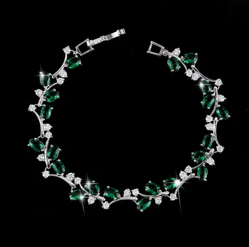 Rainbamabom 925 Sterling Silver Vytvorené Moissanite Emerald Drahokam Náramok Putá Kúzlo Diamanty Náramky Jemné Šperky Veľkoobchod