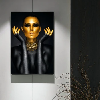 Black Gold Žena, Dekorácie, Obrazy Na Stenu Art Obrazy Na Plátne Cuadros Plagáty Izba Dekor Moderné Dekoratívne Výtlačky Bez Rámu
