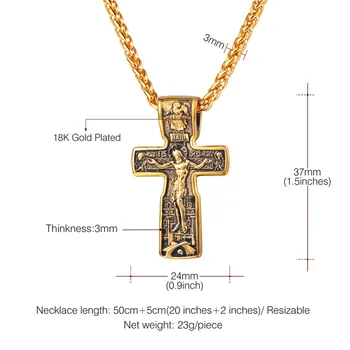 Kpop Východný Ortodoxný Kríž Prívesok Christian Ježiša, Šperky z Nerezovej Ocele, Zlatá Farba Kríž, Kríž Náhrdelník pre Mužov P3255