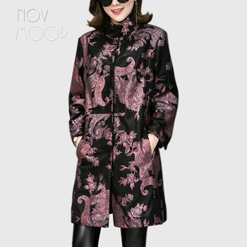 Novmoop Office lady plus veľkosť originálne kožené bundy ženy z ovčej kabát windbreaker topy chaqueta mujer cuero genuino LT2845