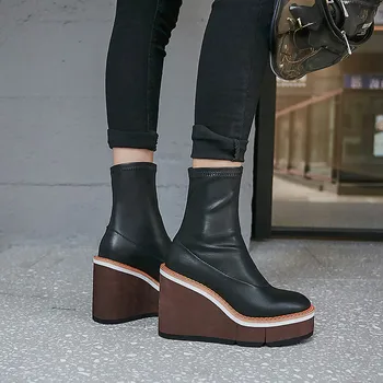 ASUMER 2020 nový nad kolená, topánky kolo prst pošmyknúť na platforme kliny topánky ženy vysoké vysoké podpätky jeseň zima botos
