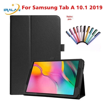 Puzdro pre Samsung Galaxy Tab 10.1 2019 T510 T515 Stojan PU Kožené Kryt pre SM-T510 SM-T515 10.1 palcový prípade+dotykové Pero