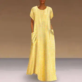 VONDA 2021 Šaty Vintage Strany Maxi Dlhé Šaty Plus Veľkosti Ženy'Sundress Koberčeky Vytlačené Sundress Bežné Župan Femme Vestido