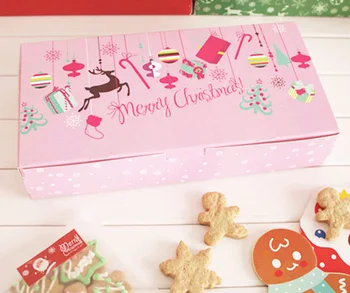 Nový Príchod 24*12*4.5 cm 10pcs Vianočné Ružová Torta Darčekový Papier Box Macaron Čokoláda Občerstvenie Sweet Candy Úložné Boxy