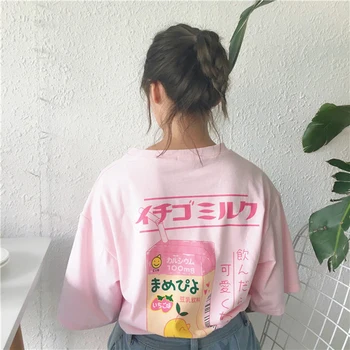 Nové Letné T-Shirts Ženy Kórejská Verzia Príležitostné Voľné Písmeno Tlač Pol-Rukávy T-Shirt Marhúľ A Sladké Ružové Tričko Žena
