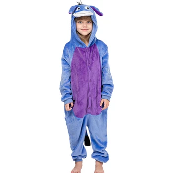 Deti pyžamá Zimné Flanelové Zvierat pyžamo jeden kus Králik Totoro Kigurumi Steh Panda Cosplay dieťa, Chlapec, dievča, pyžamá 4-12Y
