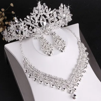 Barokový Luxusné Crystal Korálky Svadobné Šperky Sady Drahokamu Tiaras Koruny Náhrdelníky Náušnice Svadobné Afriky Korálky Šperky Set