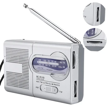 Multi-funkčný Mini Pocket AM/FM BC-R119 Rádio Reproduktor Prijímač Teleskopická Anténa