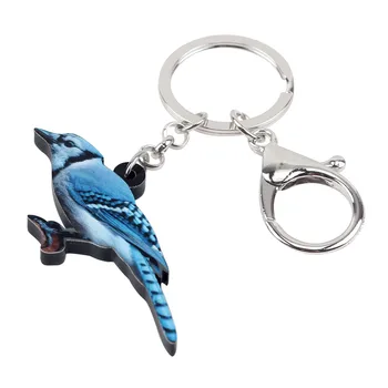 WEVENI Akryl Blue Jay Vták prívesok na Keychains Držiteľ Unikátny Zvierat Šperky Pre Ženy, Dievčatá Taška Auto Peňaženky Prívesok Charms Darček