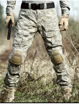 Vojenské Taktické Nohavice s Kolenom Pad Poľovnícke Oblečenie Paintball Airsoft Army Combat Čalúnenia Farby Kamufláže Športových Nohavíc