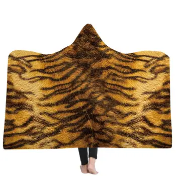 150*200 cm Zvierat Tiger Vzor s Kapucňou Deka Leopard Girffe 3D Soft Vytlačené Plášť Kapskom