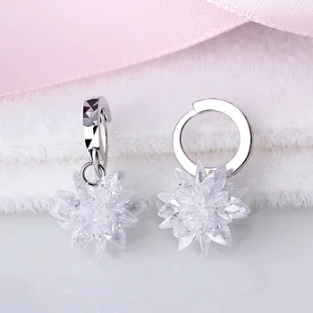 925 sterling silver nový príchod teplej predávať ice snow flower design stud náušnice pre ženy veľkoobchod šperky darček k narodeninám