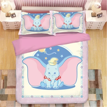 Nové Kreslené Dumbo posteľná bielizeň Sady Chlapec/Dievčatá, Baby, Jedno Dvojča kráľa, kráľovnej Deti Perinu Nastaviť obliečky na Vankúše kráľovná deka deka kryt