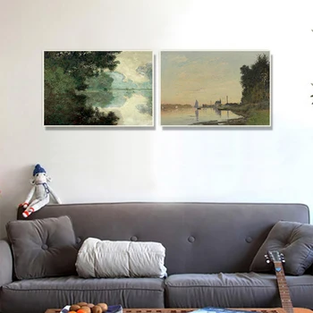 Claude Monet Seine Krajiny olejomaľba na Plátne Plagáty a Vytlačí Impresionistického Slávne Obrazy Izba Stenu Decor