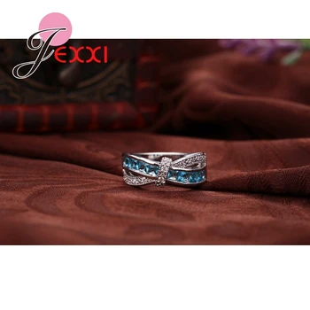 Top Kvalita Dobrá Predávať Nové Príchodu Romantická Femme Zásnubný Prsteň 925 Sterling Silver Blue Prstene Pre Ženy