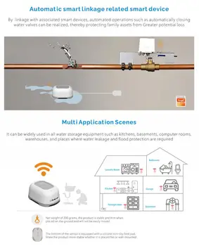 100dB zvuk budíka Smart WiFi Únik Vody Snímač Povodňových Úniku Alarm Pretečeniu Detektor tuya app v čase, diaľkové spätnú väzbu, 2m kábel