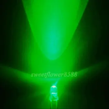 NOVÉ 2000x 3 mm Zelená 13000mcd LED Lampa Ultra Jasné Led Svetlo, Žiarovka, Zelená Led 3mm Doprava Zadarmo