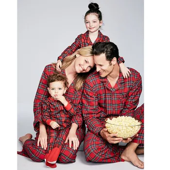 Vianočné Pyžamo Nastaviť Rodiny Zodpovedajúce Oblečenie Pre Dospelých Deti Baby Sleepwear Odev Červenej Koberčeky Nový Rok, Vianoce Pyžamá
