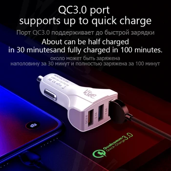 VVKing Rýchle Nabíjanie 3.0 3 Port USB Nabíjačka do Auta, QC 3.0 Rýchle Nabíjanie Pre iPhone Samsung Huawei Xiao LG Telefón, Auto Adaptér Poplatok