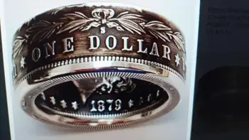 NÁS 1879S 'eagle' Morgan Dolár Strieborné Pozlátené Mince Krúžok Ručne vyrábané Vo Veľkostiach 8-16