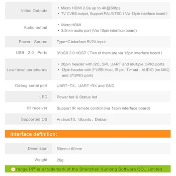 Orange Pi Nula 2,1 GB RAM s H616 Čip,Podpora Gigabit Network, BT, Wif ,Spustiť Android 10,Ubuntu,OS Jednej Palube