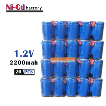 20PCS x Ni-Cd 4/5 SubC Sub C 1.2 V 2200mAh Nabíjateľná Batéria s Tab - Modrá Farba Doprava Zadarmo